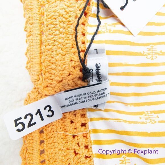 NEW She Made Me Essential High-Waisted Crochet Bikini Bottoms Orange, size L - Picture 12 of 13